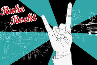 Ruhe rockt - nicht nur am Tag gegen Lärm Ruhe rockt. Hand zeigt Schweigefuchs-Geste